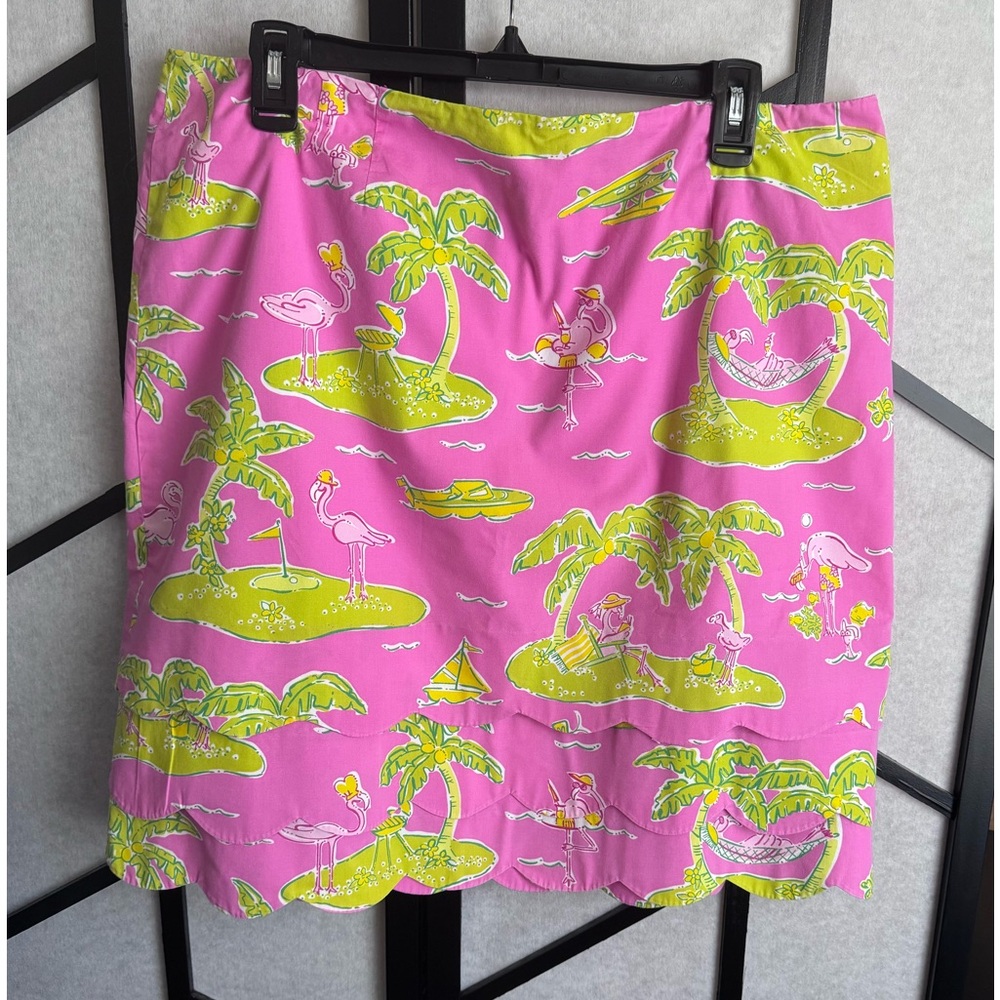 Vintage Lilly Pulitzer Pink and Yellow Tropical Skirt